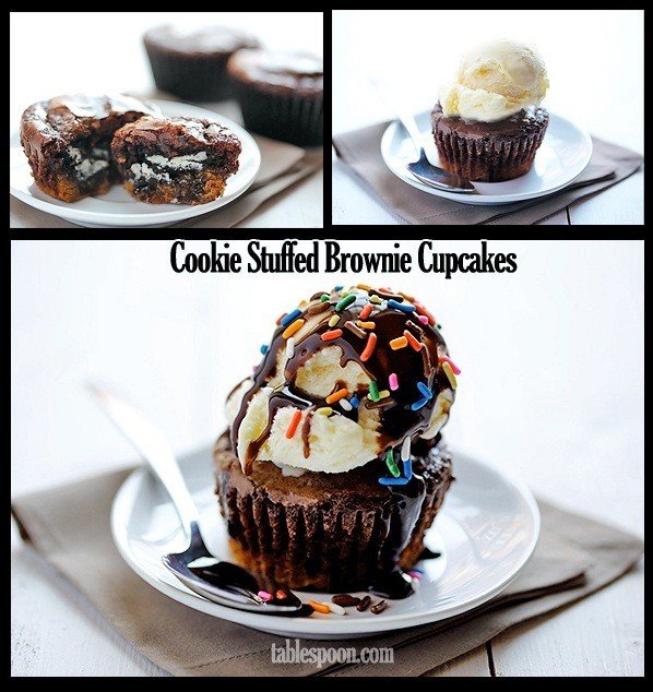 Cookie Stuffed Brownie Cupcakes