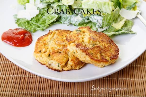 Crab Cakes and Cocktail Sauce with Caesar Salad