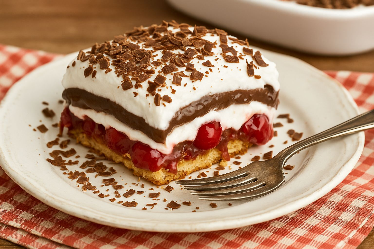 7bcb918d 723b 4514 ad5e 0f21c30d55e2 No-Bake Chocolate Cherry Lush: Layered Dessert Recipe