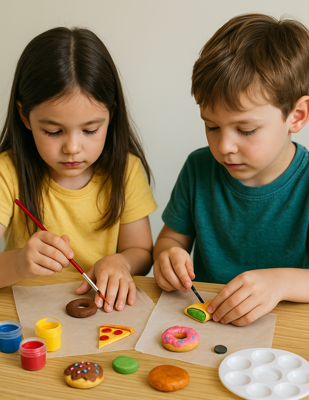 Kids%20Making%20Clay%20Fridge%20Magnets%20Together DIY Fridge Magnets: Make Clay Refrigerator Art at Home