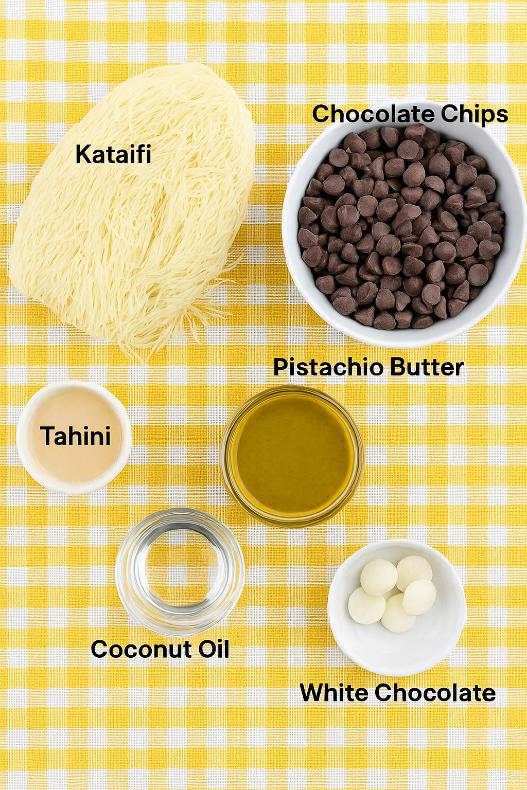 Ingredients for the Dubai Chocolate Bar Recipe