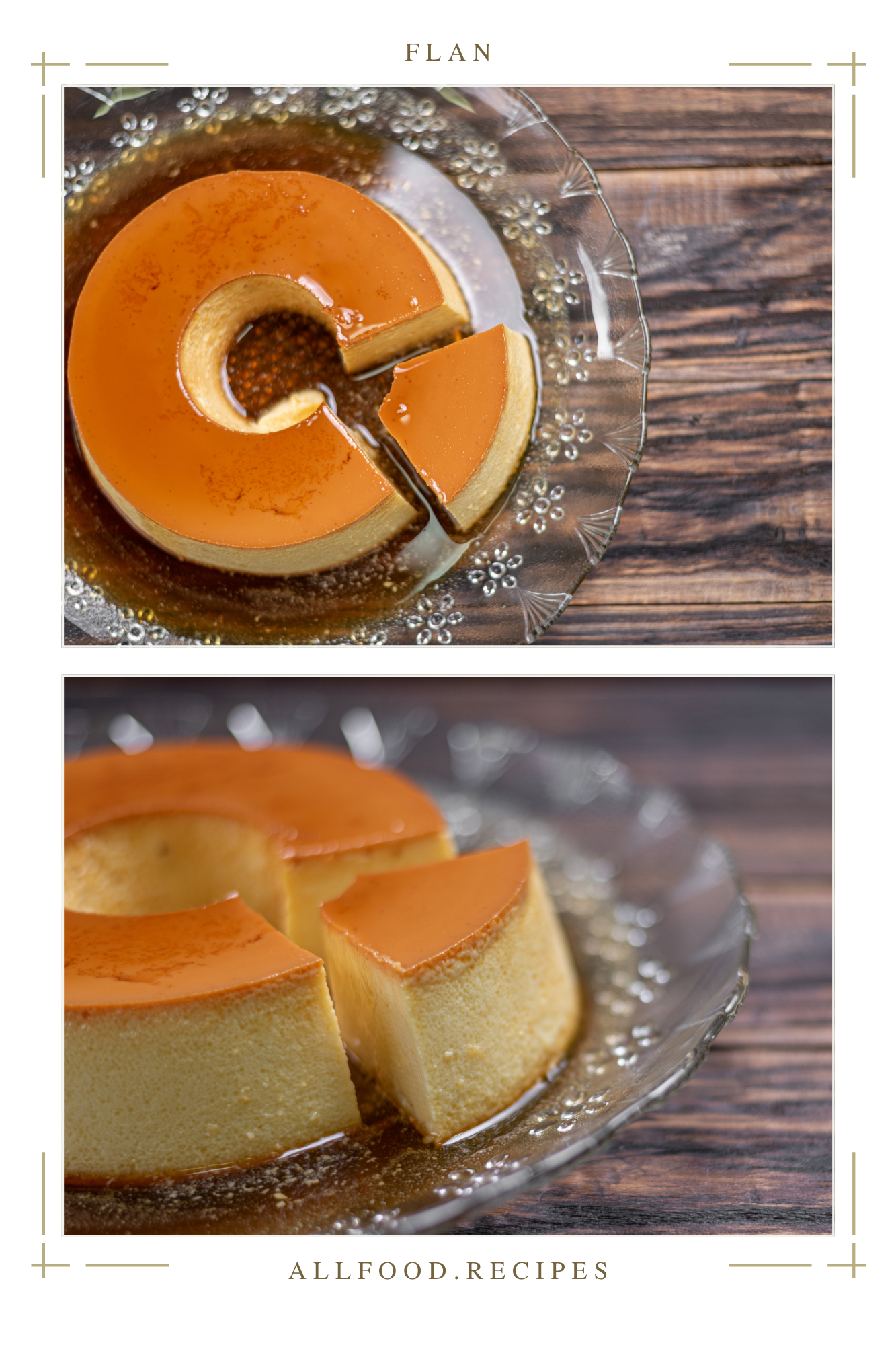 Close-up view of a creamy flan slice, highlighting its smooth interior and glossy caramel