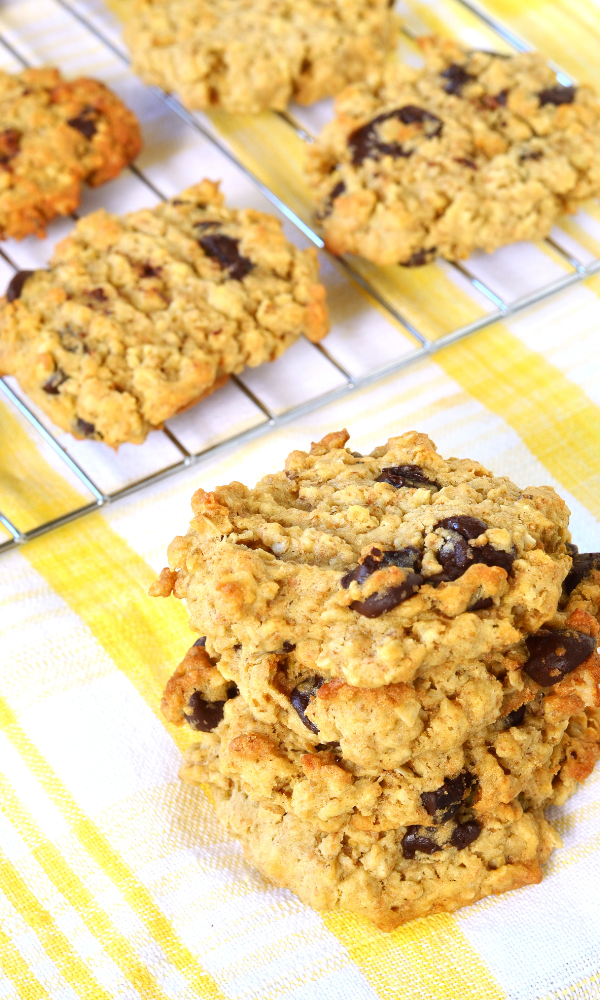 Close-up of homemade recipe with chocolate chips, perfect for a healthy snack