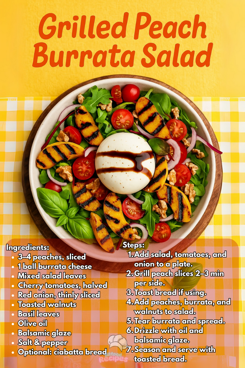 grilled peach burrata cheese salad