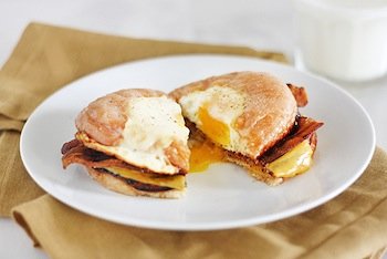 Fried Egg Donut Breakfast Sandwich