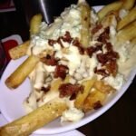 Fries with Bacon and Blue Cheese Sauce